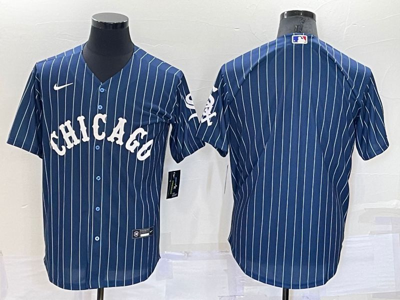 Men Chicago White Sox Blank Blue Stripe Throwback Nike 2022 MLB Jersey->women mlb jersey->Women Jersey